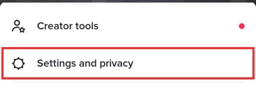settings and privacy option in tiktok