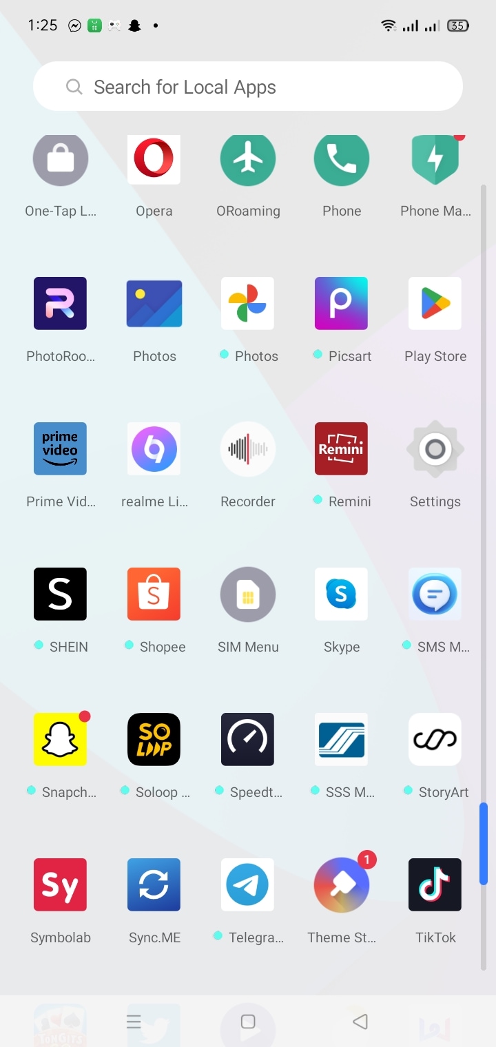 scroll to see all apps