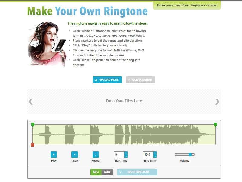  ringtonemaker.com front page website interface