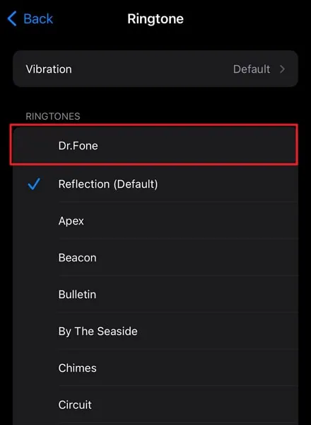 choose dr.fone ringtone