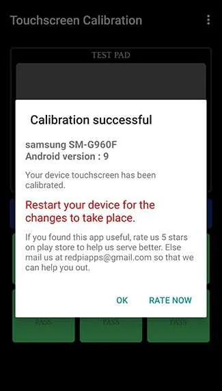 calibración de pantalla táctil android