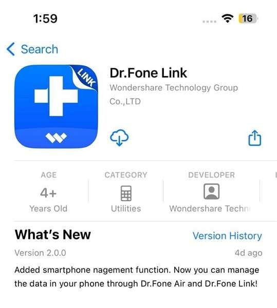 install the dr.fone link app