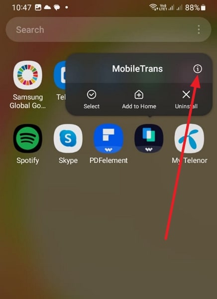 choose app info option