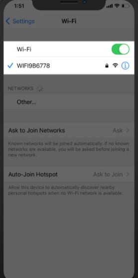 Activa el wi-fi en el iPhone