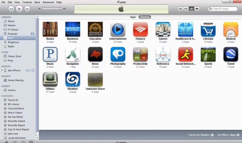 open apps in itunes