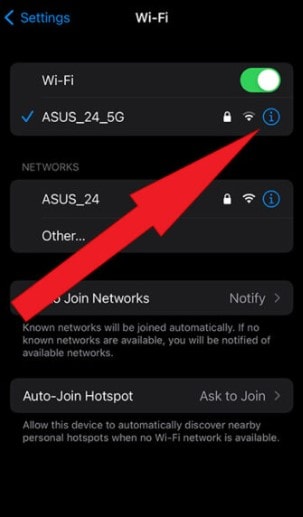 click on wifi options