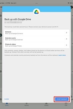 backup with google drive