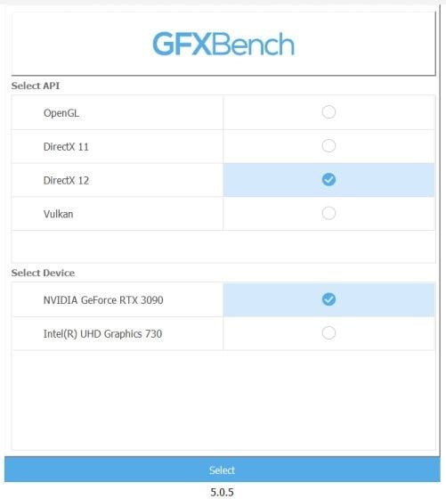 gfxbench interface