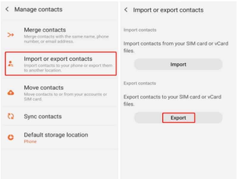 import or export contacts