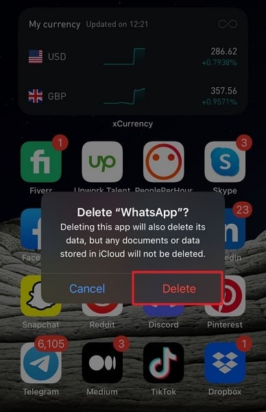 confirm the delete option