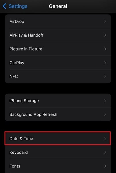 tap on data and time