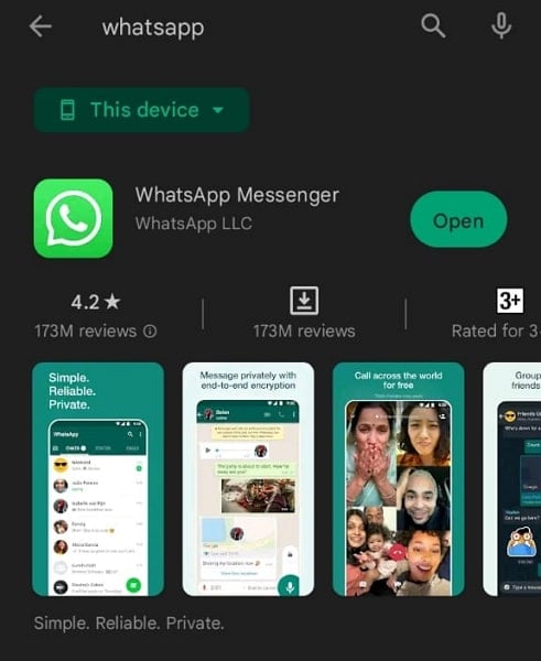 reinstall android whatsapp