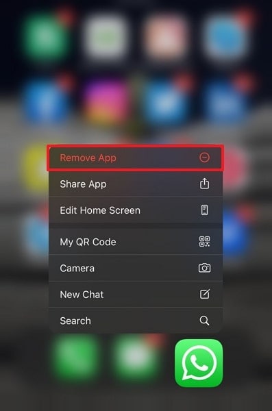 choose the remove app option