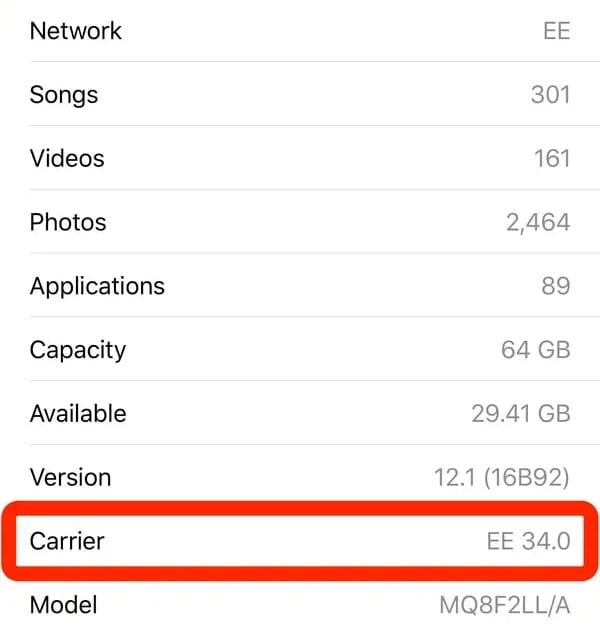 updating carrier settings on an iphone