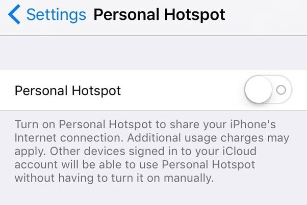 iphone personal hotspot settings