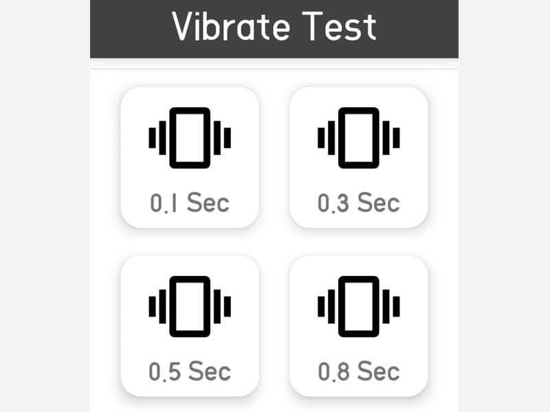 Select the duration for the phone vibration test.