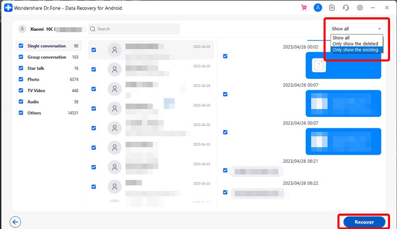 Modificare l'impostazione della vista sui dati esistenti