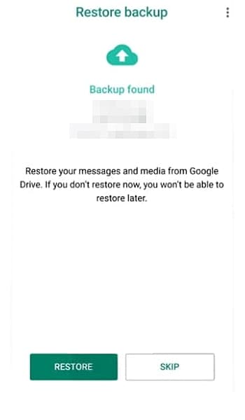 Restore the backup from Google Drive
