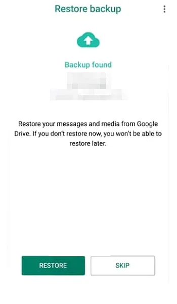 Restore the backup from Google Drive