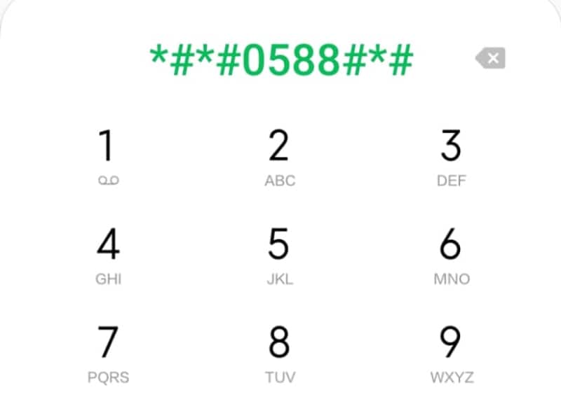 Dial the Android sensor test code.