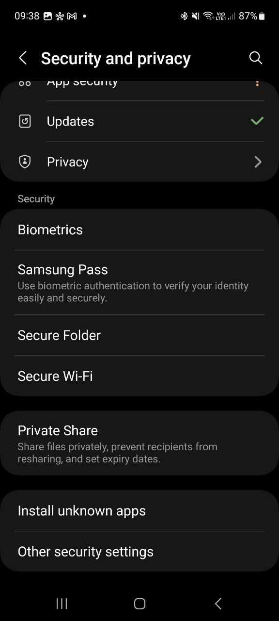 impostazioni di sicurezza e privacy su Android