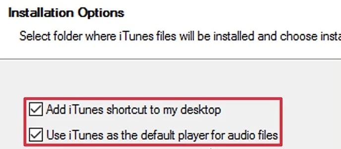 itunes installation type