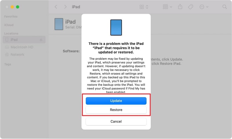 update or restore the ipad