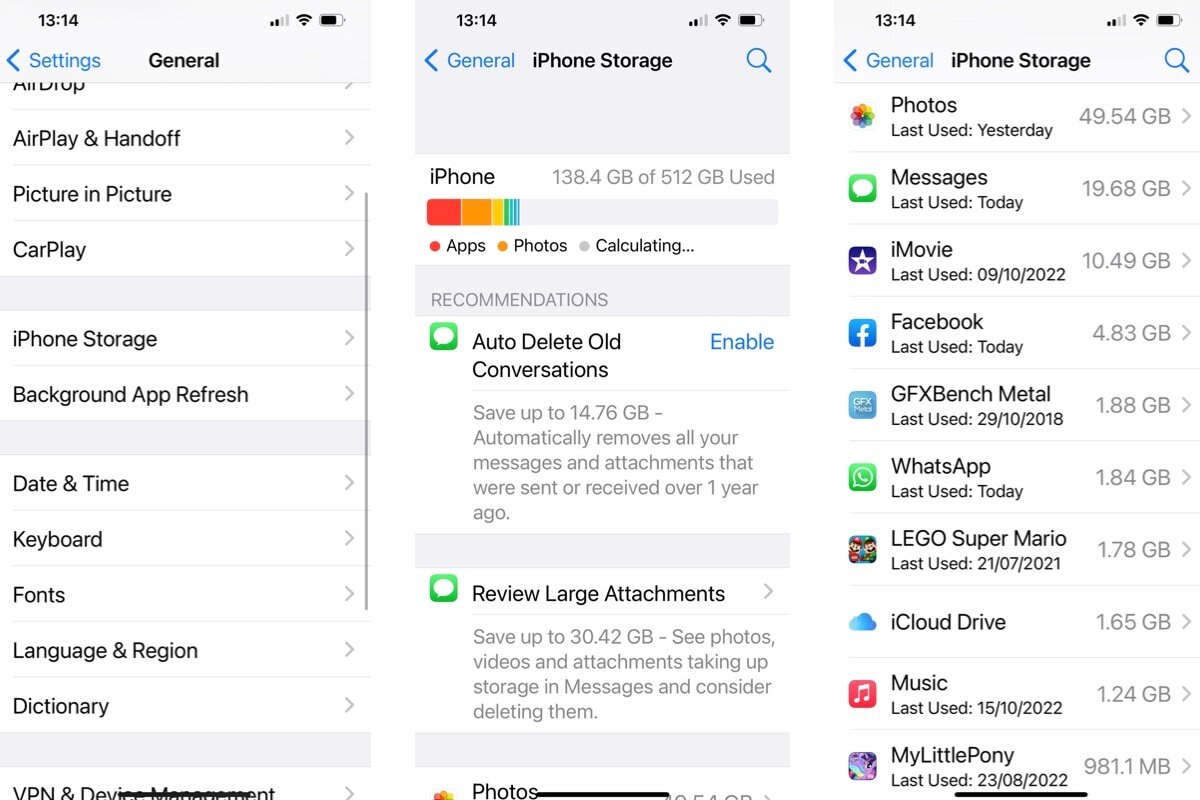 accessing iphone storage information