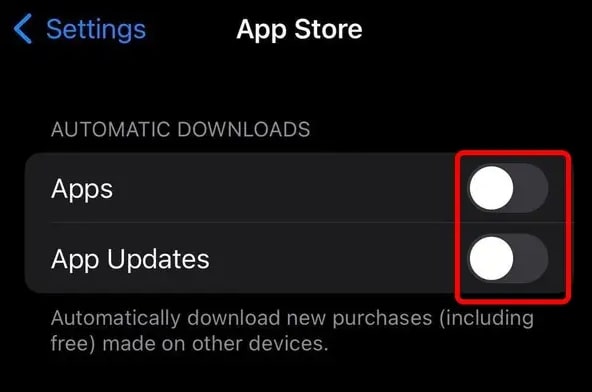 turning off automatic downloads on iphone