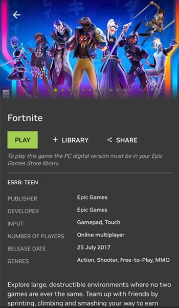 Browse and select a game to play