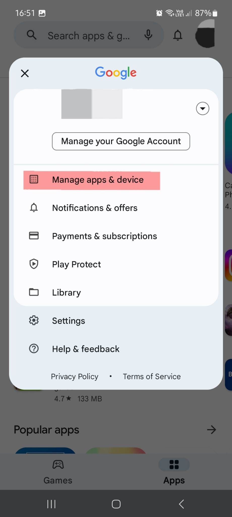 google play manage apps and devices