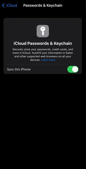 Disable your iCloud keychain