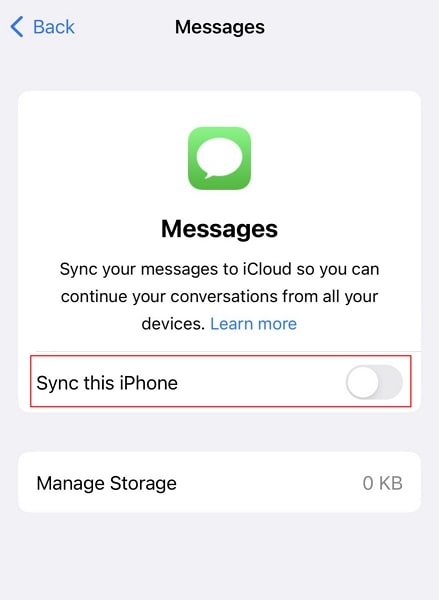 enable sync this iphone option