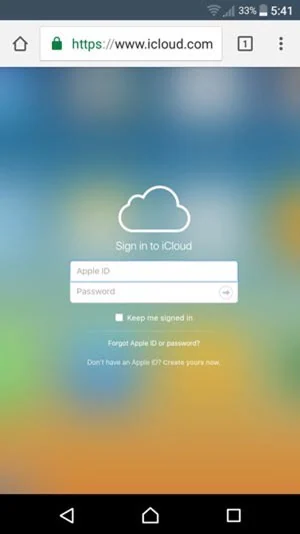 قم بتسجيل الدخول إلى إصدار الويب الخاص بـ icloud