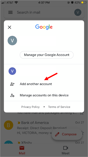 gmail add another account