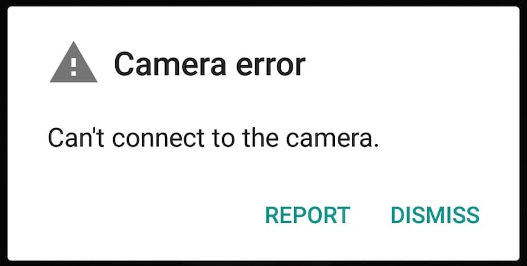 camera not working error in android