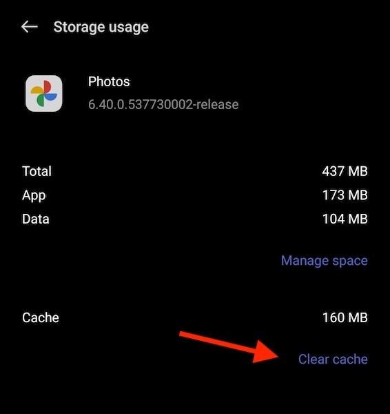 clear photo gallery app cache
