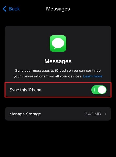 enable sync this iphone feature