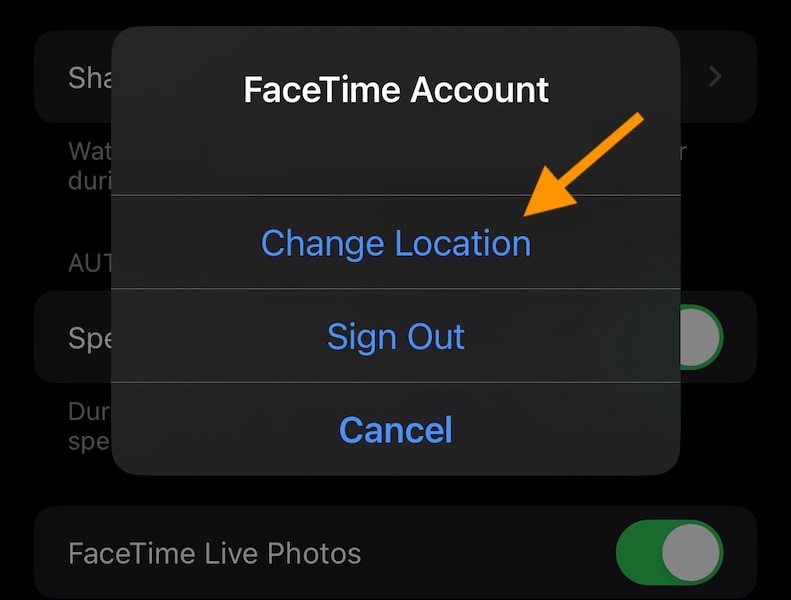 change facetime location iphone