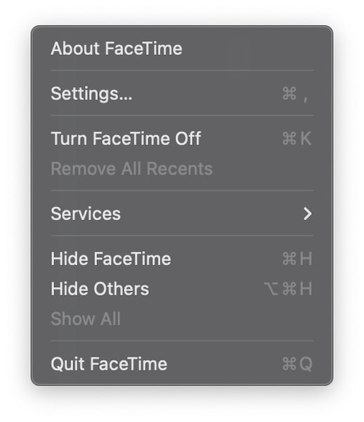 toggle facetime on mac