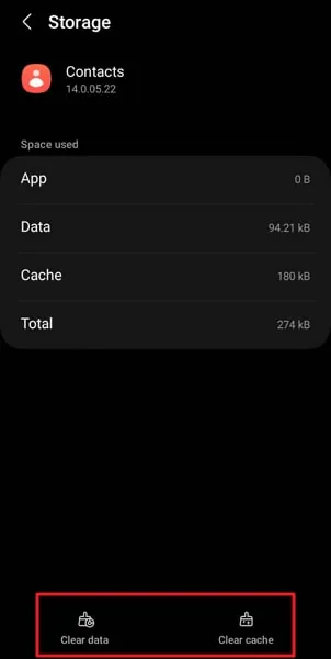 clear cache and data