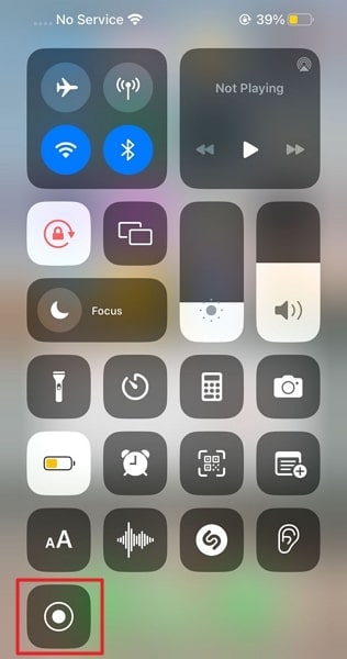 long tap on screen recorder