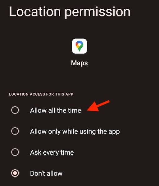 set google maps location permissions
