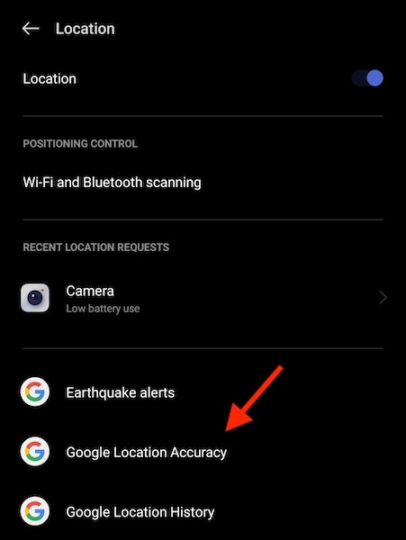 google location accuracy settings