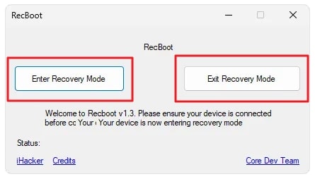 use enter or exit recovery mode