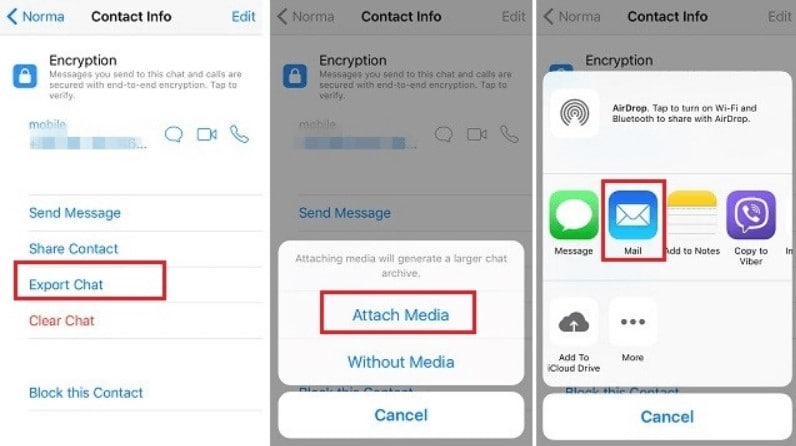 whatsapp export chat feature