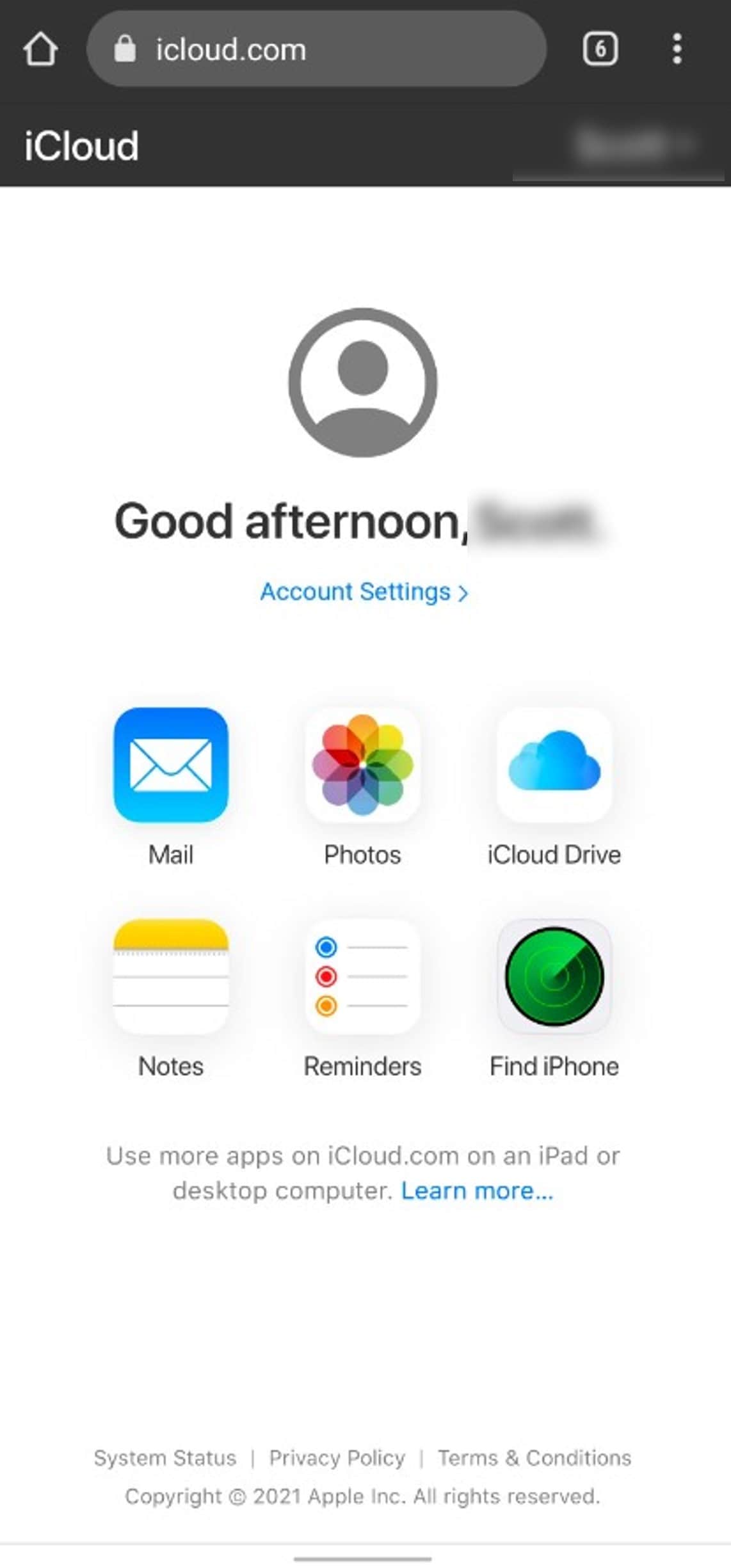 access icloud on the android browser