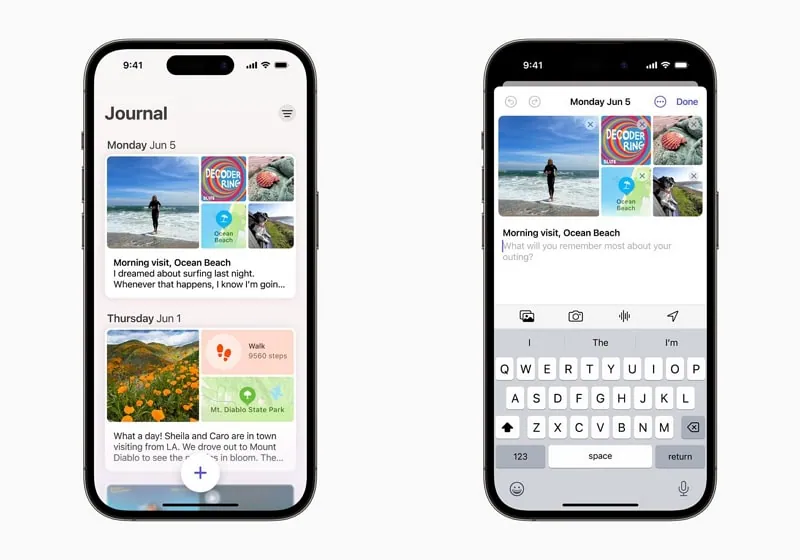 Nueva aplicación de "Diario" en iOS 17