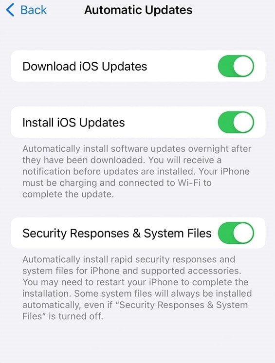 automatic updates on iphone