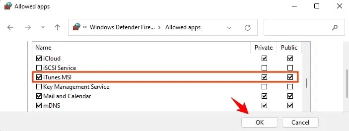 allowing itunes through firewall